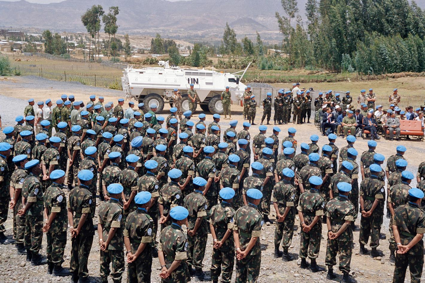 UNMEE's Netherlands and Canadian Battalion (NECBAT) hands over the Peacekeeping duties to the incoming UNMEE Indian Battalion (INDBAT).