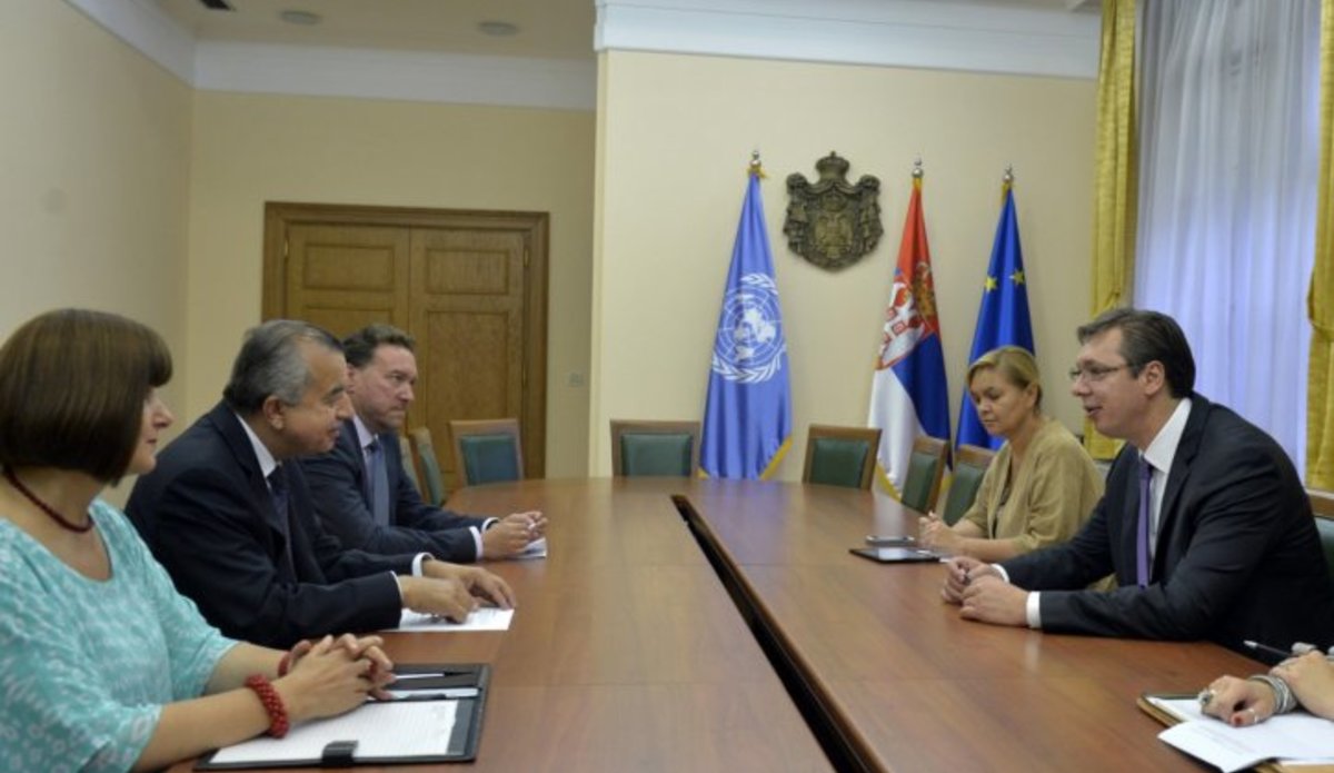 Special Representative of the Secretary-General (SRSG), Mr. Zahir Tanin meeting with the Prime Minister of Serbia Aleksandar Vučić in Belgrade. 
