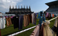 Thousands of skirts hung in Pristina Stadium pay tribute to the survivors of sexual violence