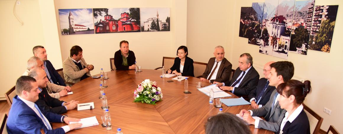 SRSG Zahir Tanin(right), DSRSG Christopher Coleman(right) accompanied by UNMIK team meeting with Mayor Gazmend Muhaxheri (left) and Peja/Peć Municipal representatives. 2016©UNMIK Poto by: Shpend Bërbatovci​ 