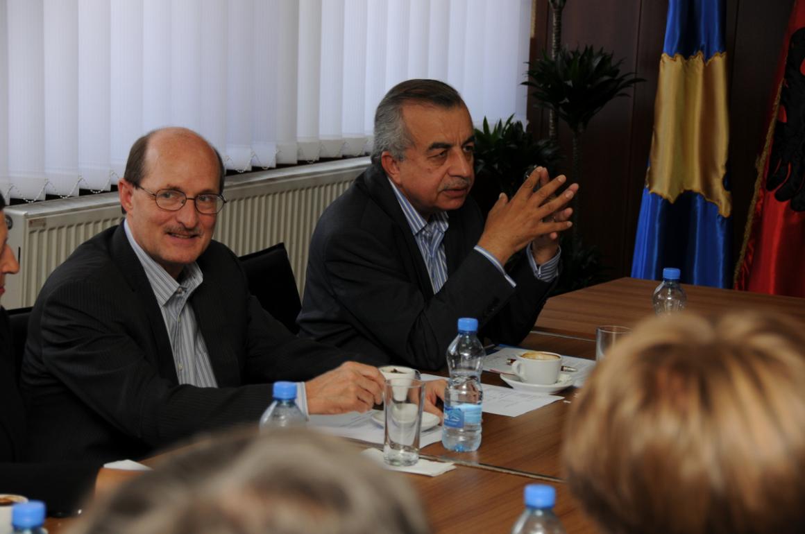SRSG Zahir Tanin and DSRSG Christopher Coleman in the meeting with Mayor Bajram Mulaku, 2016©UNMIK Photo by: Jan Malekzade
